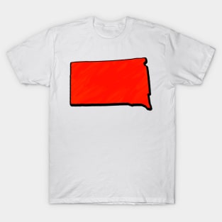 Bright Red South Dakota Outline T-Shirt